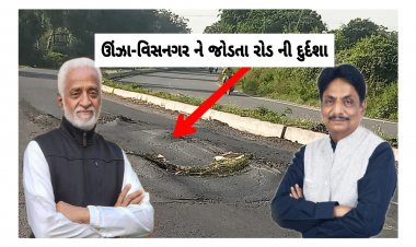 સાહેબ ! હવે તો જાગો ! યાત્રાધામ ઐઠોર પાસે ઊંઝા - વિસનગર રોડ ની આ દુર્દશા ક્યારે સુધરશે ?