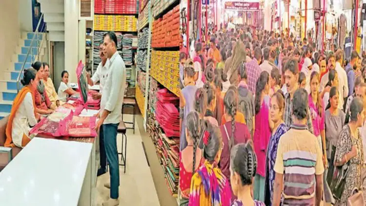 કાંજીવરમ-દરબારી સાડી,પટોળાની ખરીદીમાં મહિલાઓની ભીડ ઉમટી