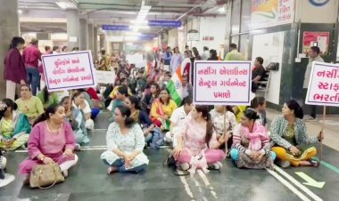 સુરત : 500 જેટલો નર્સિંગ સ્ટાફ વિરોધ પ્રદર્શન પર કેમ ઉતર્યો ? જાણો કારણ