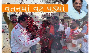 વિસનગર : કેબિનેટ મંત્રી ઋષિકેશ પટેલનું વતન માં ભવ્ય સ્વાગત : કાર્યકરોએ  ફૂલવર્ષા અને આતશબાજી કરી ખુશી વ્યક્ત કરી